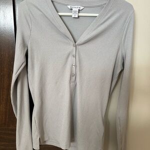 Athleta Light Gray Henley Top.